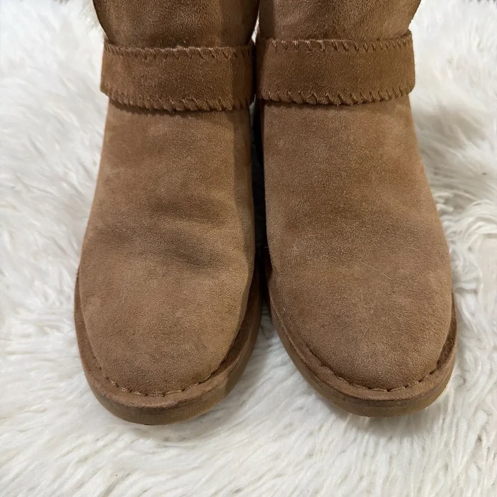 UGG Tan Suede Slippers with Cream Fur
